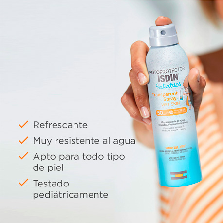 Fotoprotector ISDIN Transparent Spray Wet Skin Pediatrics