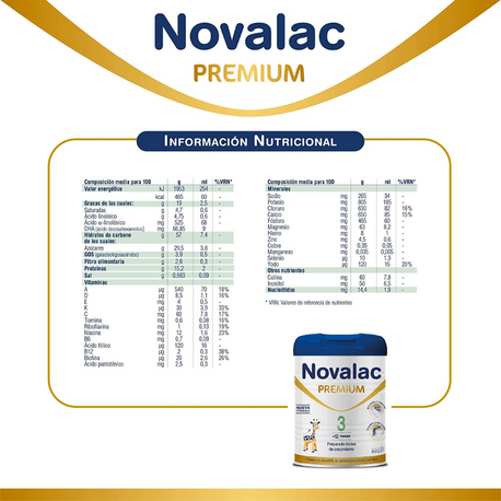 Novalac Premium 3 - Información nutricional